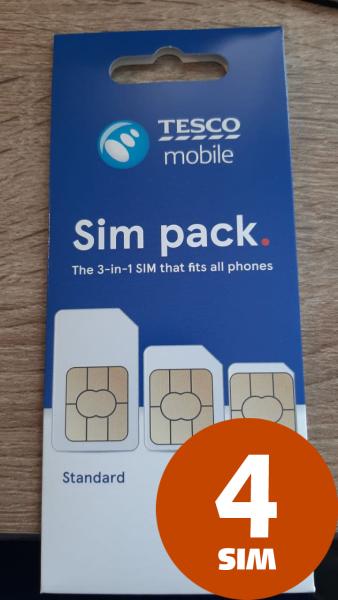 SIM Karte Tesco IE - 4 Stk mit je 15 Euro Guthaben